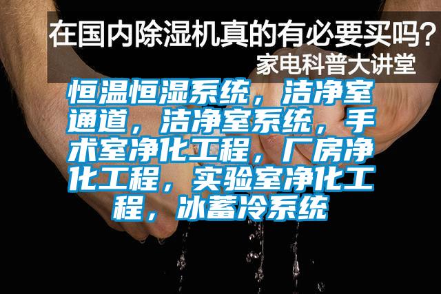 恒温恒湿系统，洁净室通道，洁净室系统，手术室净化工程，厂房净化工程，实验室净化工程，冰蓄冷系统